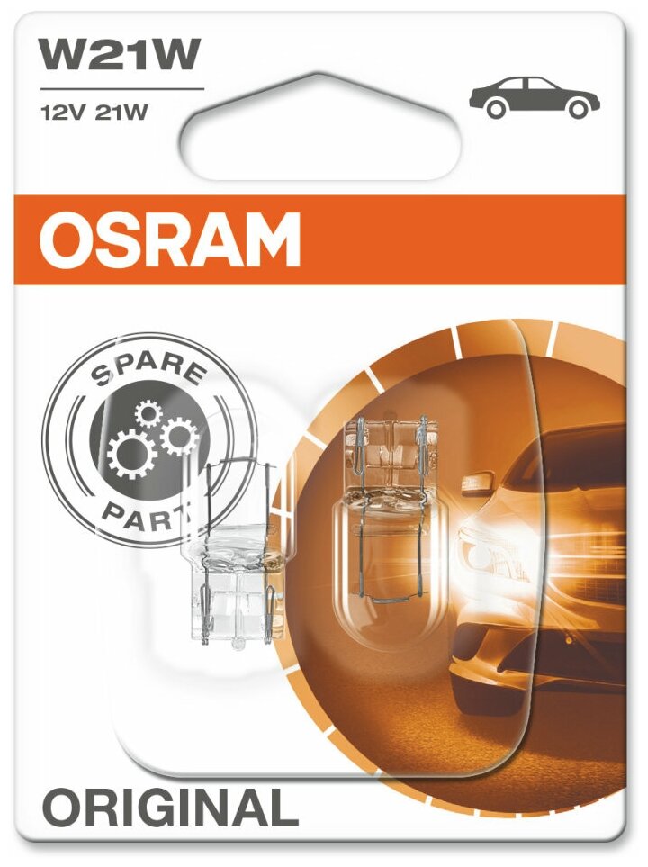 Лампа автомобильная накаливания OSRAM ORIGINAL 7505-02B W21W 12V 21W W3x16q