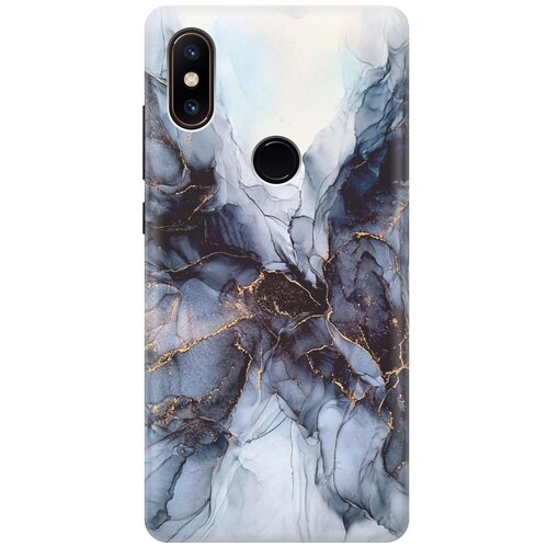 фото Cиликоновый чехол на xiaomi mi mix 2s / сяоми ми микс 2 эс с принтом "черно-белый мрамор" gosso