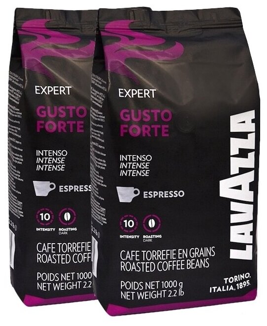 Кофе в зернах Lavazza Gusto Forte 1 кг, 2шт.