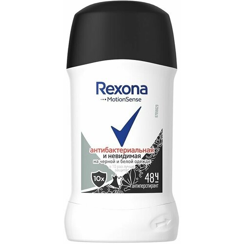 Unilever (Юнилевер) Антиперспирант-карандаш Rexona Антибактериальная и Невидимая на черной и белой одежде 40 мл