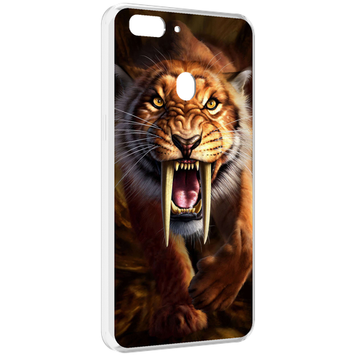 Чехол MyPads саблезубый злой тигр для Oppo Realme 2 задняя-панель-накладка-бампер