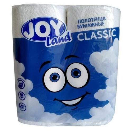 Купить Полотенца бумажные Joy Land Classic с тиснением двухслойные 2 рулона по 12 метров, 936778, NoName, белый, первичная целлюлоза