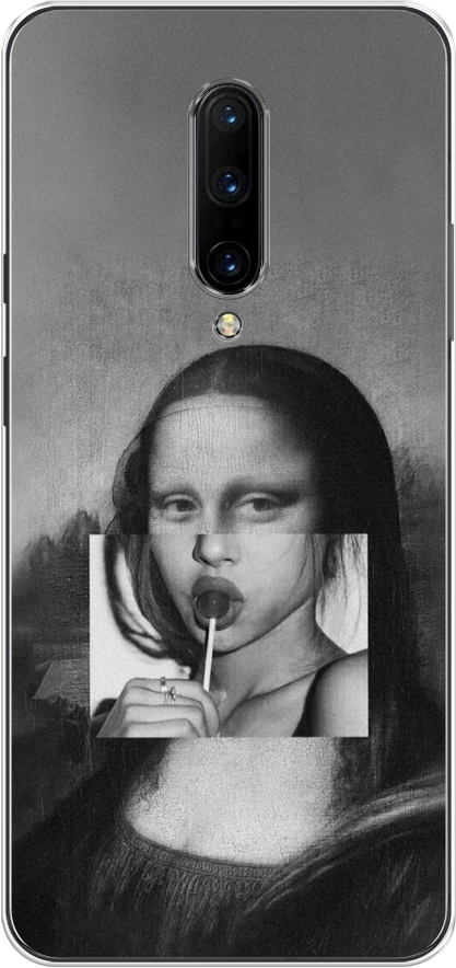 Силиконовый чехол на OnePlus 7 Pro / ВанПлас 7 Про "Mona Lisa sucking lollipop"