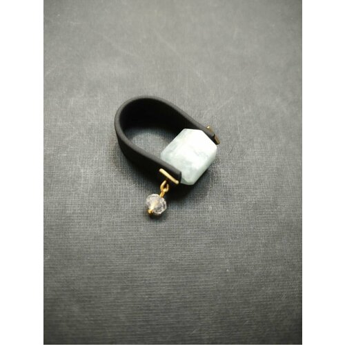 Кольцо женское каучук бижутерия аквамарин хрусталь 19,5 р