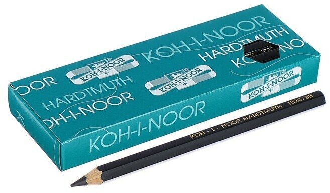 Карандаш утолщенный чернографитный 5.6 мм, Koh-I-Noor Jumbo Black Star 1820 8B, L=175 мм