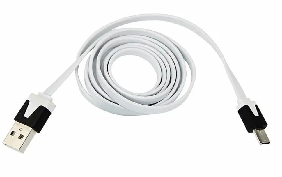Кабель плоский в ПВХ оплетке Rexant, USB - micro-USB, 1 м, белый