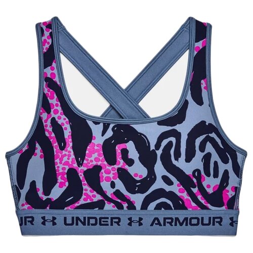 фото Топ-бра under armour mid crossback printed sports размер xs, mineral blue/midnight navy - 470