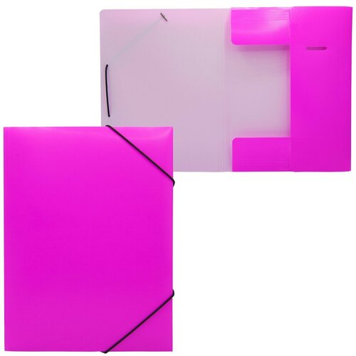 Папка на резинке А4, 500 мкм, Calligrata Neon, корешок 30 мм, неоновая, розовая папка уголок а4 0 18 мм пластик тонированный цвет розовый неоновый klerk 212842 20 шт
