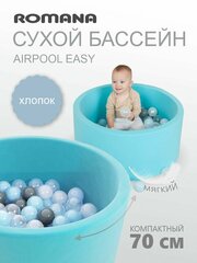 Бассейн для шариков / Сухой бассейн Romana Airpool Easy бирюзовый + 150 серых шариков