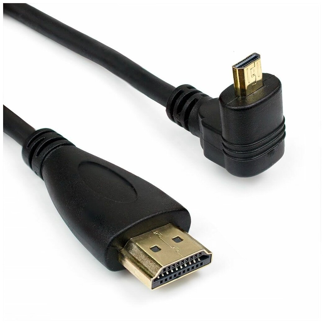 Кабель HDMI-Micro HDMI M-M Duck угловой скосы сверху пружинка 1м