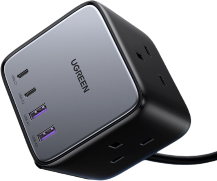Зарядное устройство сетевое UGREEN 60113_ DigiNest Cube Charging Station 65W with 2*USB-C and 2*USB-A, цвет: серый космос - фото №1