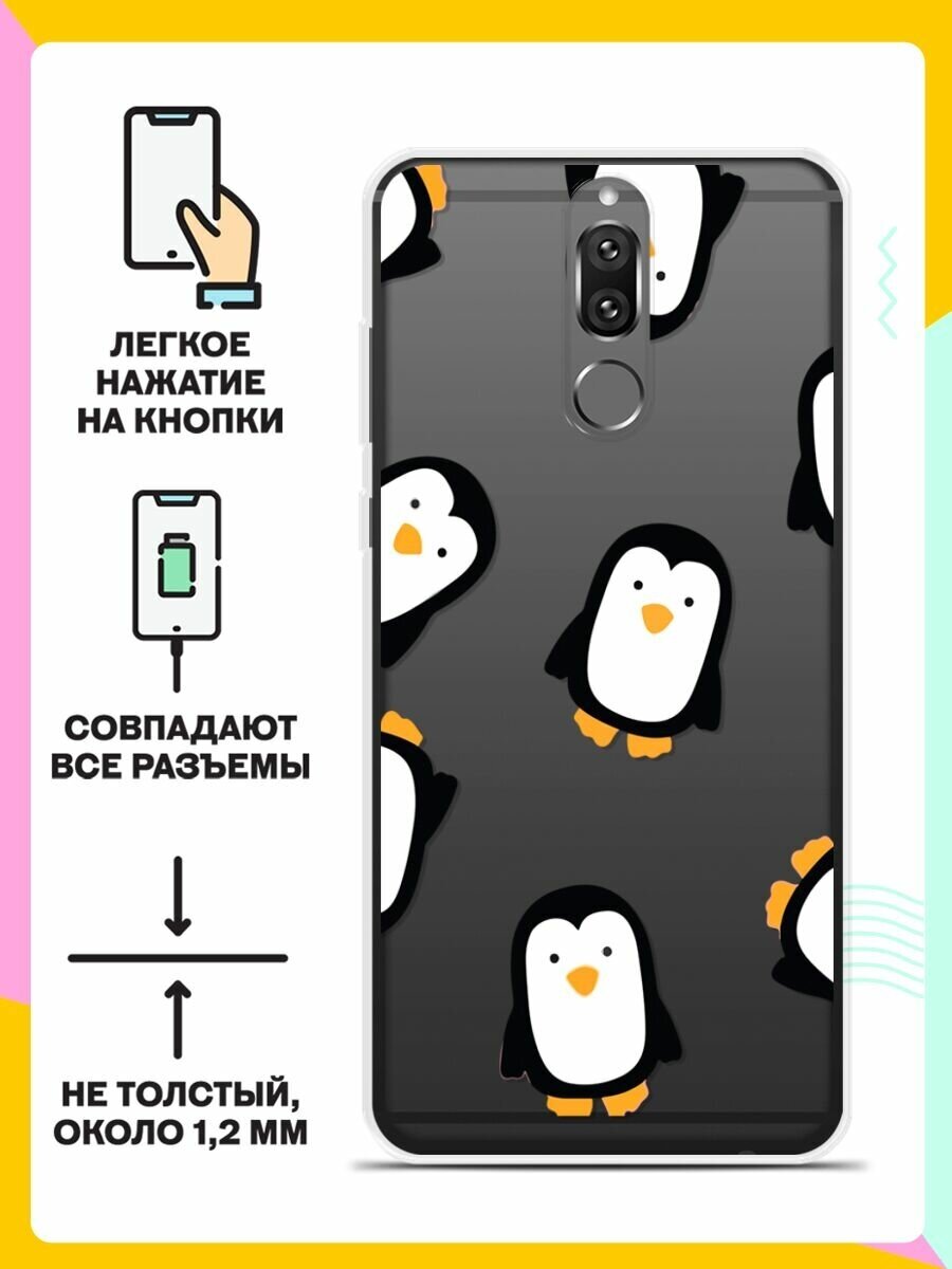 Силиконовый чехол на Huawei Mate 10 Lite Пингвин / для Хуавей Мейт 10 Лайт