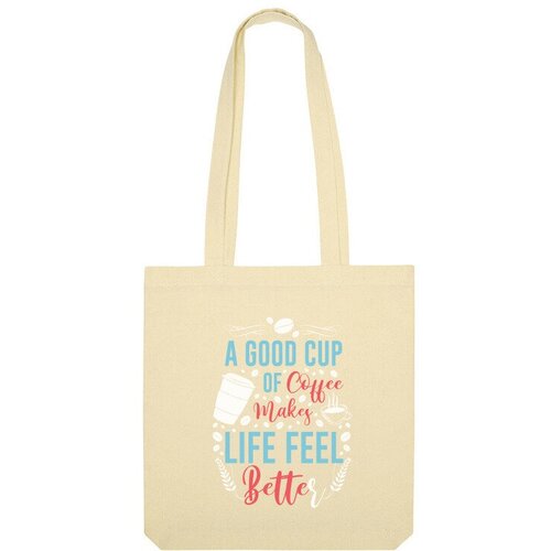 Сумка шоппер Us Basic, бежевый сумка хорошая чашка кофе делает жизнь лучше зеленое яблоко
