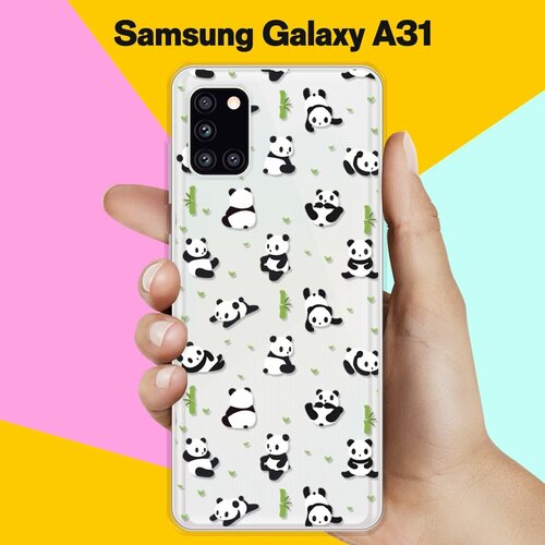 Силиконовый чехол Панды на Samsung Galaxy A31 силиконовый чехол на samsung galaxy note 8 самсунг галакси нот 8 семейство панды