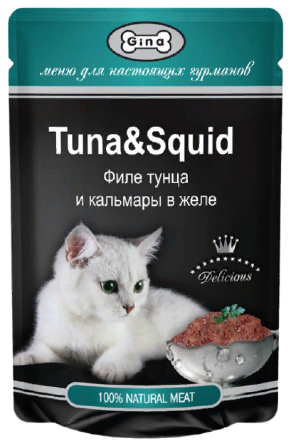 Gina Консервы для кошек с тунцом и кальмаром 4607166427632 0,085 кг 53407 (18 шт)