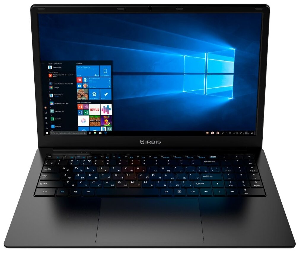 156 Ноутбук Irbis NB200 1920x1080 Intel Celeron J3455 15 ГГц RAM 4 ГБ Intel HD Graphics 500 Windows 10 Home серебристый черный