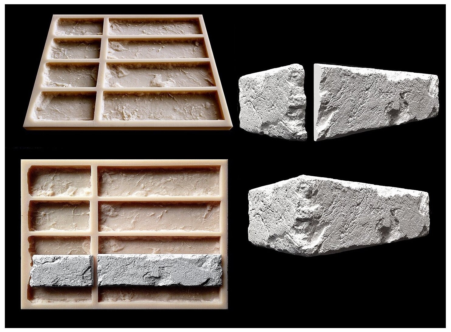 Царский кирпич - угловая силиконовая форма ZIKAM составного типа для гипса бетона. Толщина плитки 16мм. Для ремонта и отделки.