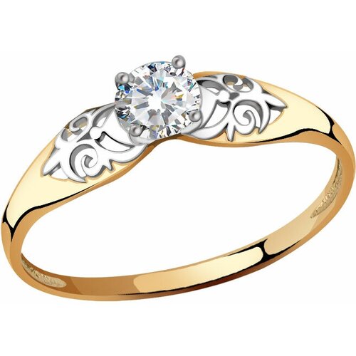фото Золотое кольцо золотые узоры 01-7599 с цирконием diamant-online