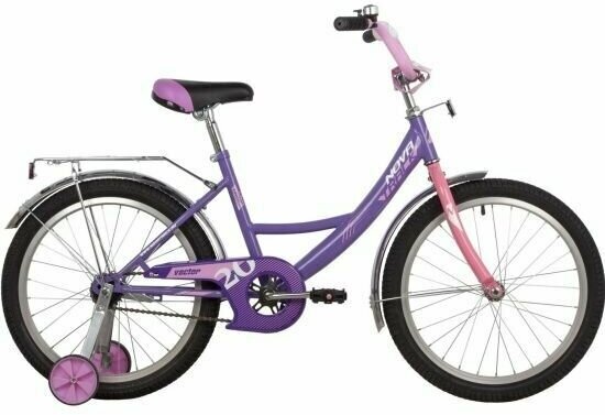 Велосипед NOVATRACK 16" VECTOR фиолетовый, тормоз нож, крылья и багажник хром, полная защ. цепи