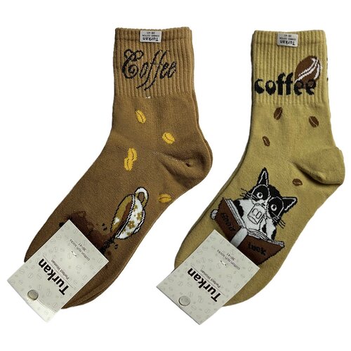 Носки женские Котики и Кофе, женские носки с котами, носки в подарок, подарок с символом 2023 года