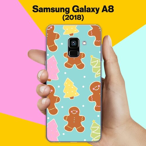 Силиконовый чехол на Samsung Galaxy A8 (2018) Пряни и Елки / для Самсунг Галакси А8 2018 жидкий чехол с блестками дед мороз с елочкой на samsung galaxy a8 самсунг галакси а8 плюс 2018