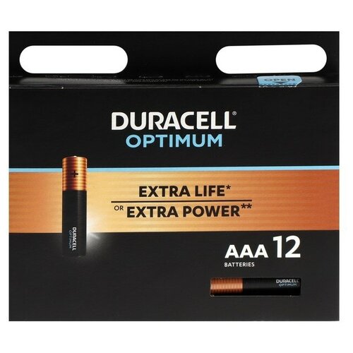 Батарейка алкалиновая Duracell OPTIMUM, AAA, LR03-12BL, 1.5В, блистер, 12 шт.