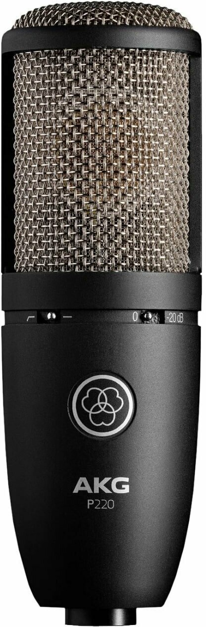 Микрофон проводной AKG P220, разъем: XLR 3 pin (M), черный