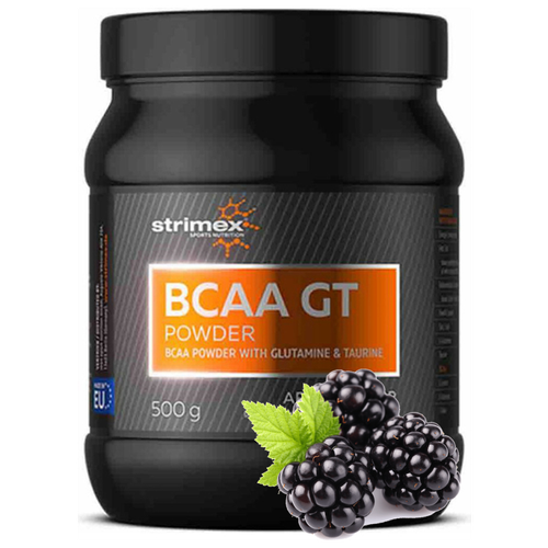 Аминокислоты Strimex BCAA GT Powder, ежевика, 500 гр. + глютамин и таурин БЦАА