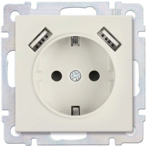 фото Legrand Valena Крем(Слоновая кость) Розетка с/з + 2 USB 774119 (1шт) (арт. 774119)