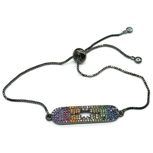 фото Браслет-цепочка радуга камня, фианит, искусственный камень, мультиколор