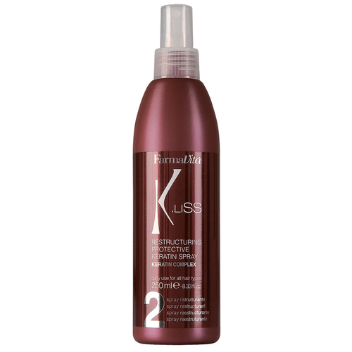 FarmaVitа K.Liss Спрей для реконструкции с кератином, термозащита для волос, разглаживает волосы, 250 ml
