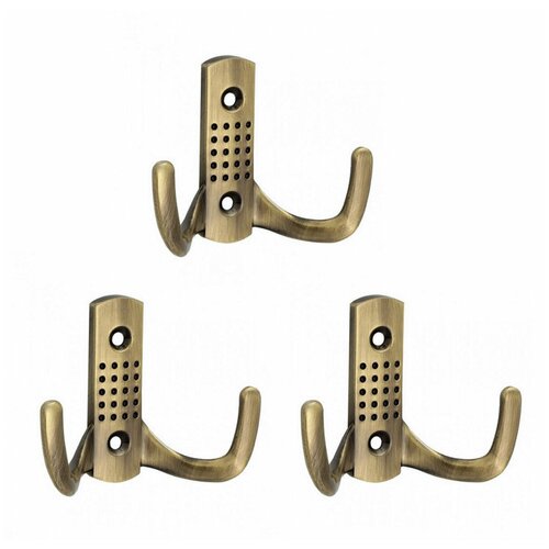 Крючок мебельный двухрожковый GAMET (Польша) бронза (комплект 3 шт.)