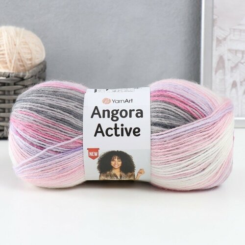 Пряжа Angora Active 20% мохер, 80% акрил 500м/100гр (848 персик-роз-сирень)