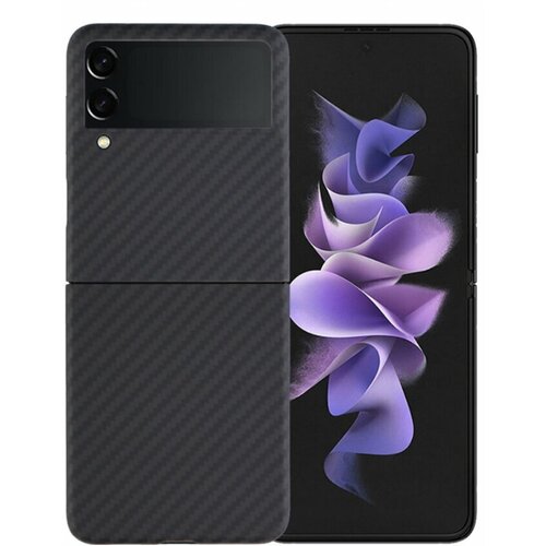 Кевларовый чехол без ободка DiXiS Carbon Case для Samsung Z FLIP4 (BZFLIP4-CMB) чёрный матовый