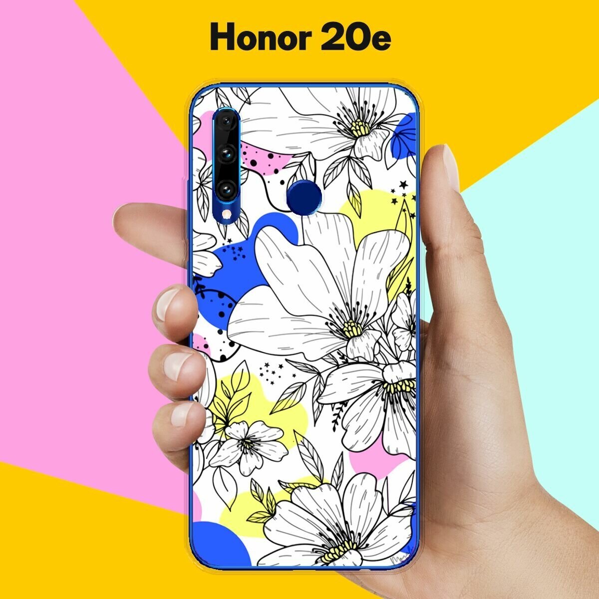 Силиконовый чехол на Honor 20e Белые цветы / для Хонор 20Е