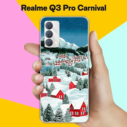 Силиконовый чехол на realme Q3 Pro Carnival Edition Рождественский пейзаж / для Реалми Ку 3 Про Карнивал силиконовый чехол на realme q3 pro carnival edition узор новогодний для реалми ку 3 про карнивал