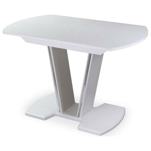 фото Стол кухонный домотека танго по 03, раскладной, дхш: 110 х 70 см, длина в разложенном виде: 147 см, бл ст-бл белый/стекло белый 03 бл (по) белый