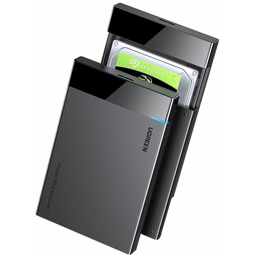 Внешний корпус для жесткого диска UGREEN US221 (50743) USB-C 3.1 To 2.5' SATA Hard Drive Enclosure. Цвет: черный удлинитель кабеля питания sata 15 pin мама 15 pin папа длина 30 см