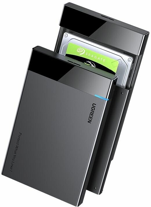 Внешний корпус для жесткого диска UGREEN US221 (50743) USB-C 3.1 To 2.5' SATA Hard Drive Enclosure. Цвет: черный