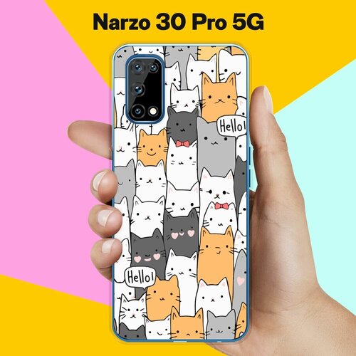 Силиконовый чехол на realme Narzo 30 Pro 5G Много котов / для Реалми Нарзо 30 Про 5 Джи силиконовый чехол на realme narzo 30 pro 5g горы для реалми нарзо 30 про 5 джи