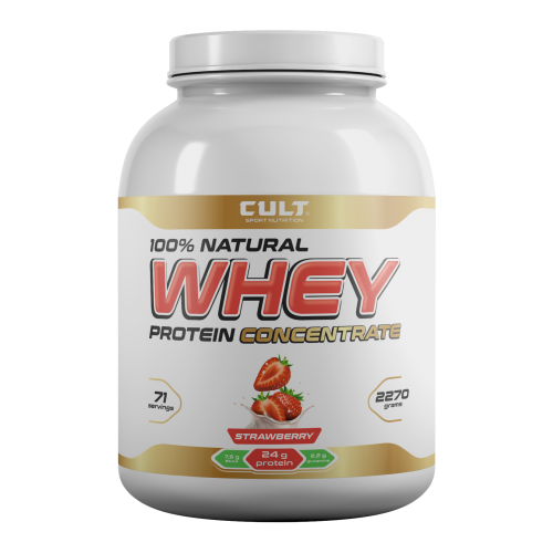 Протеин Cult 100 % natural whey (2270 gr) клубника