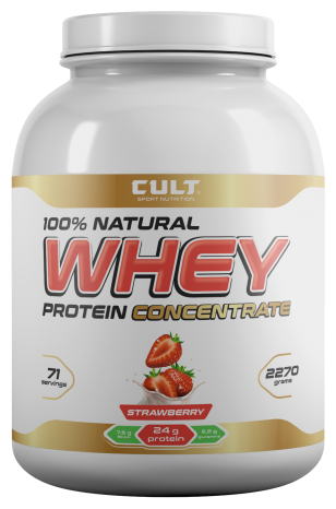 Протеин Cult 100 % natural whey (2270 gr) клубника