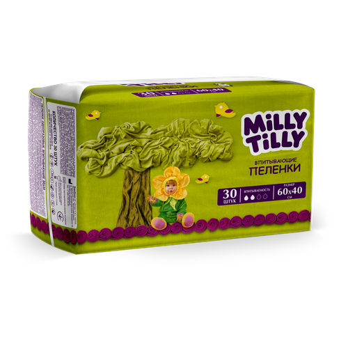 фото Одноразовая пеленка milly tilly normal 60x40, белый, 30 шт.