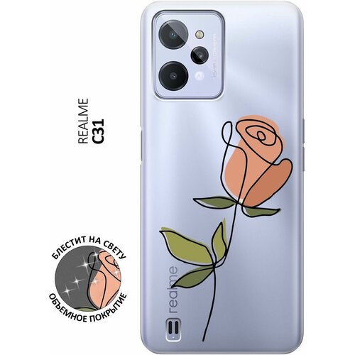 Силиконовый чехол на realme C31, Рилми С31 с 3D принтом Rose прозрачный силиконовый чехол на realme c31 рилми с31 с 3d принтом cats in love прозрачный