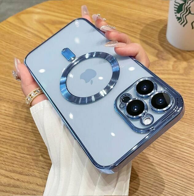 фото ReBronShop / Чехол на iPhone 15 Pro Max MagSafe / Айфон 15 Про Макс с MagSafe магнитом силикон, с защитой камеры, золотой