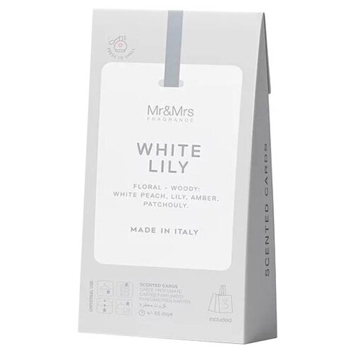 Ароматические карточки Mr &Mrs Fragrance WHITE LILY/Белая лилия, 3 шт