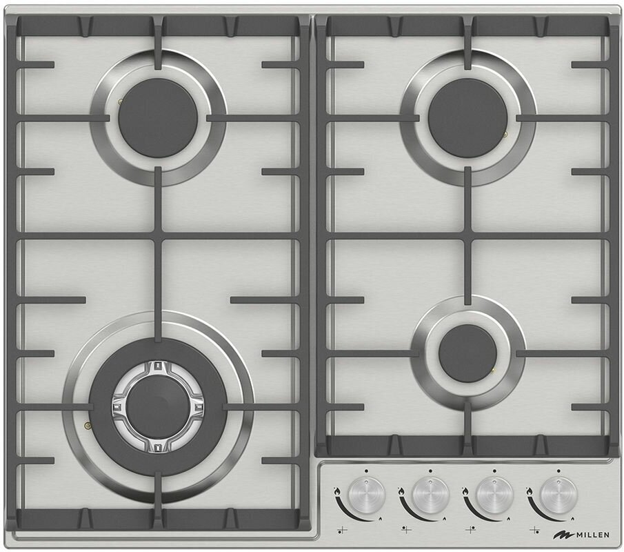Варочная панель встраиваемая, газовая MILLEN MGH 602 IX, серый металлик - фотография № 5