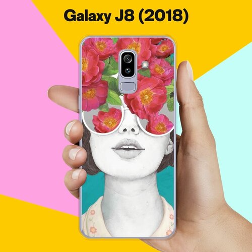 Силиконовый чехол на Samsung Galaxy J8 (2018) Дама в очках / для Самсунг Галакси Джи 8 2018