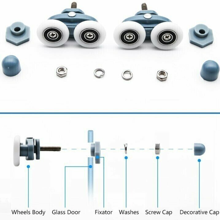 Ролики для душевой кабины 27 мм, 4 шт. комплект, двойные, арт. 40125-27(4).