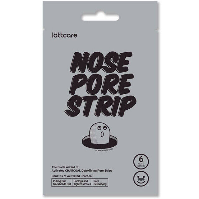 Полоски для носа очищающие с черным углем Lattcare Nose Pore Strip Charcoal, 6 шт